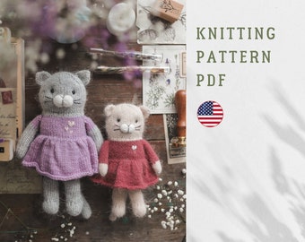 PDF knitting pattern: CAT ZOE. Cute children toy, soft toy. Kitten toys