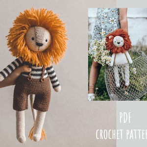 PDF crochet Pattern :  Lion Archi,  amigurumi, cute lion, crochet animal