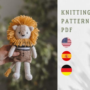 Patrón de tejido en PDF: Snickers el León. Bonito juguete infantil, peluche, juguete de punto.