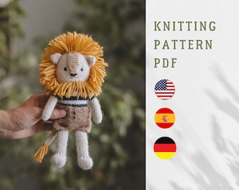 PDF knitting pattern: Snickers the Lion. Cute children toy, soft toy, knitted toy