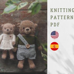 PDF knitting pattern: bear Sam and Lily. Cute children toy, soft toy.