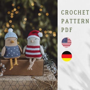 Winter birds crochet pattern, amigurumi bird, Christmas decor