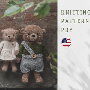 PDF knitting pattern: bear Sam and Lily. Cute children toy, soft toy.