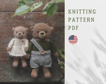 PDF knitting pattern: bear Sam and Lily. Cute children toy, soft toy.