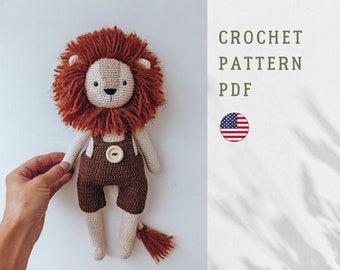 PDF crochet Pattern :  Lion Archi,  amigurumi, cute lion, crochet animal