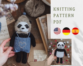 PDF knitting pattern: Bruno the Panda. Cute children toy, soft toy, taddy bear