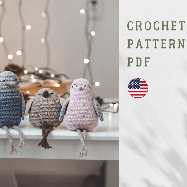 PDF Garden birds crochet pattern, amigurumi pattern, amigurumi bird, zoomigurumi, crochet animal