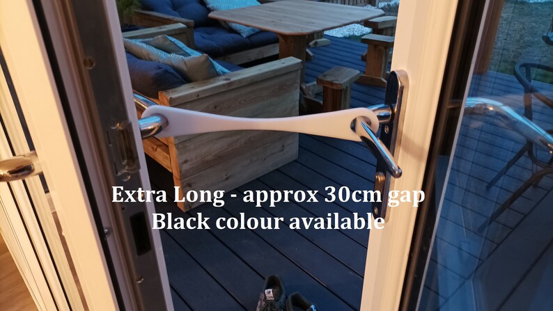 Door stay, Door holder to keep your patio door stay open with a small gap, Perfect to use in all seasons when you do not need the doors fully open, Allow your pet to pass through and let fresh air into your house