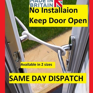 Door stay, Door holder to keep your patio door stay open with a small gap, Perfect to use in all seasons when you do not need the doors fully open, Allow your pet to pass through and let fresh air into your house