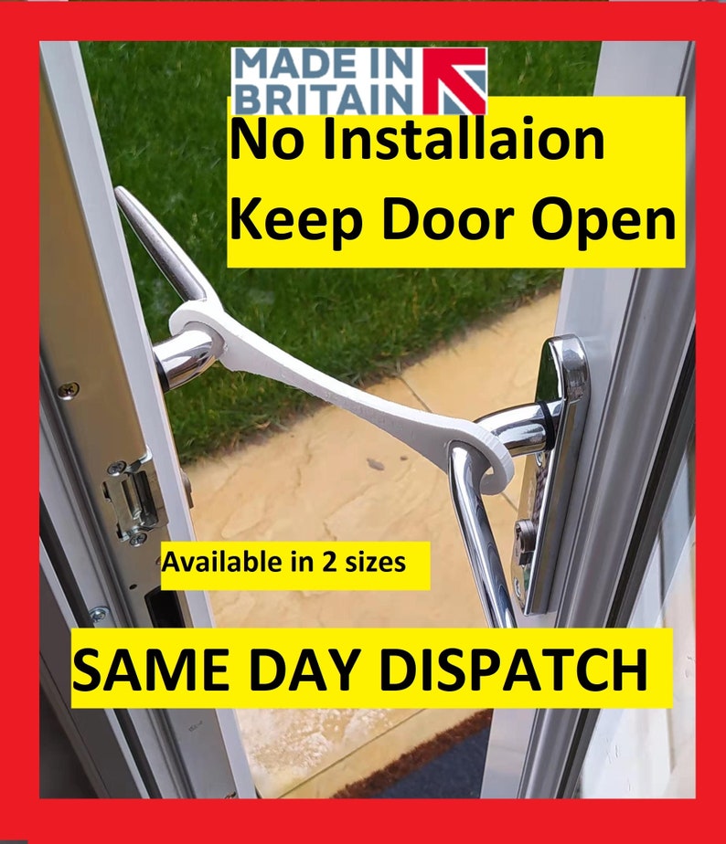 Door stay, Door holder to keep your patio door stay open with a small gap, Perfect to use in all seasons when you do not need the doors fully open, Allow your pet to pass through and let fresh air into your house