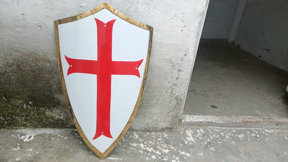 Medieval Shield Templar Cross Combat Ready For Battle Armor Shield 24" 