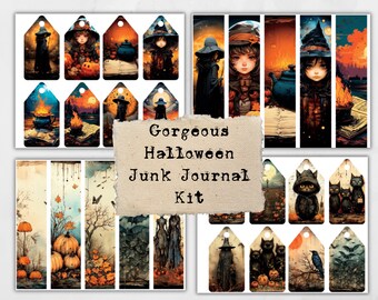 Halloween Junk Journal Kit: Printable Ephemera, Tags, Bookmarks (PDF)