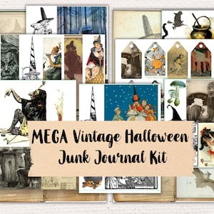 Vintage Halloween Junk Journal Kit Printable PDF for Junk Journals, Scrapbooking, Collage, Card Making,  Decoupage & Papercraft Activities