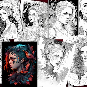 Gothic Beauties Coloring Pages: 30 Printable Fantasy Designs (PDF)