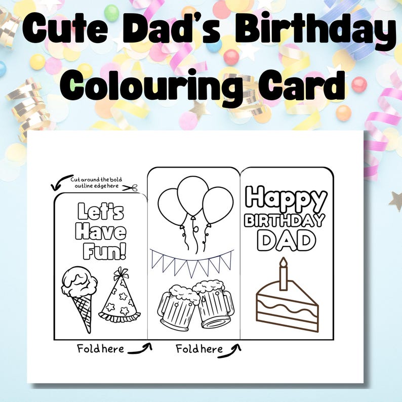 Printable Birthday Card for Dad: Kids Coloring Activity (PDF) - Etsy