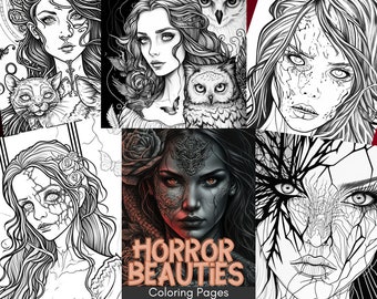 Horror Beauties Coloring Book: 30 Gothic Fantasy Portraits (PDF)