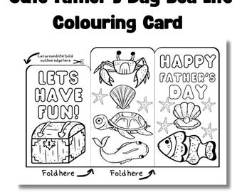 Biglietto da colorare per la festa del papà "Sotto il mare": lavoretto per bambini (PDF)