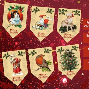 Printable Vintage Christmas Bunting: Nostalgic Holiday Decor (Digital Download)