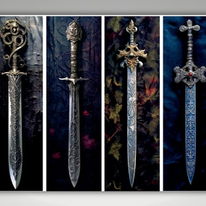 Exquisite Printable Sword Bookmarks – Unleash Your Inner Warrior!  4 x Stunning Sword Bookmark Designs. Digital Download, Print at Home.