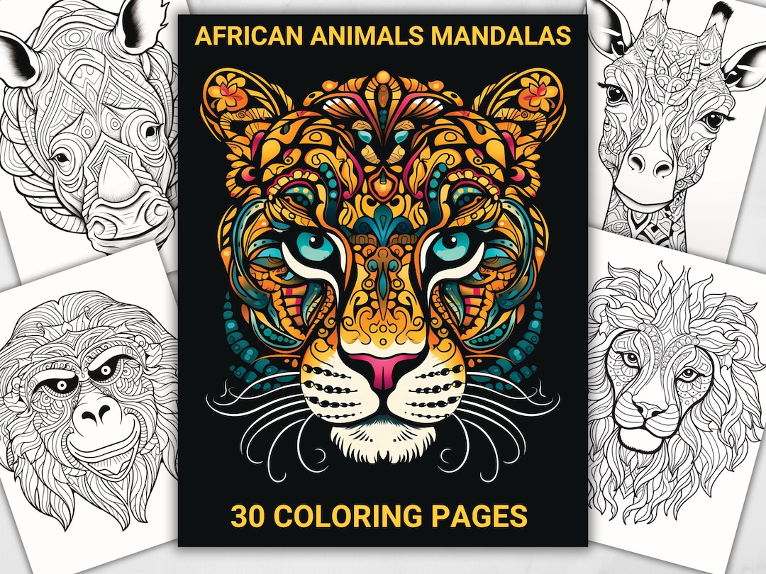 African Animals Mandala Coloring Pages: Safari Animal Bundle (PDF ...
