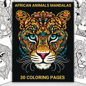 30 Magnificent African Animals Mandala Coloring Pages | Printable Pdf | Animal Coloring Pages for Kids | Mandala Bundle  | Safari Animals