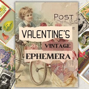 22 belles pages éphémères vintage de la Saint-Valentin pour journaux indésirables, fabrication de cartes, albums de coupures - Imprimable en téléchargement numérique instantané.