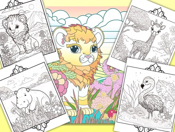 Kawaii Animals Coloring Pages | Kids Party Games | Coloring Book | Coloring Pages For Kids | Kawaii Animal Coloring | Digital Download