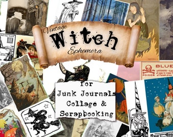 Vintage Witch Ephemera: Junk Journal Collage (Digital Download)