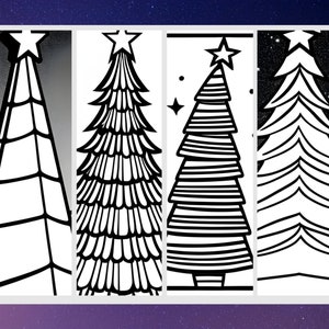 Cute Printable Coloring Christmas Tree Bookmarks. 12 x Fun Bookmark Designs for Kids to Color In, Use or Gift. Print at Home