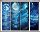 Gorgeous Blue Moon Bookmark Printable.  4 x Stunning Bookmark Designs. Print at Home. Print as Many As You Like