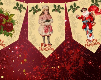 Vintage Christmas Bunting Printable: 6 Festive Designs (PDF)
