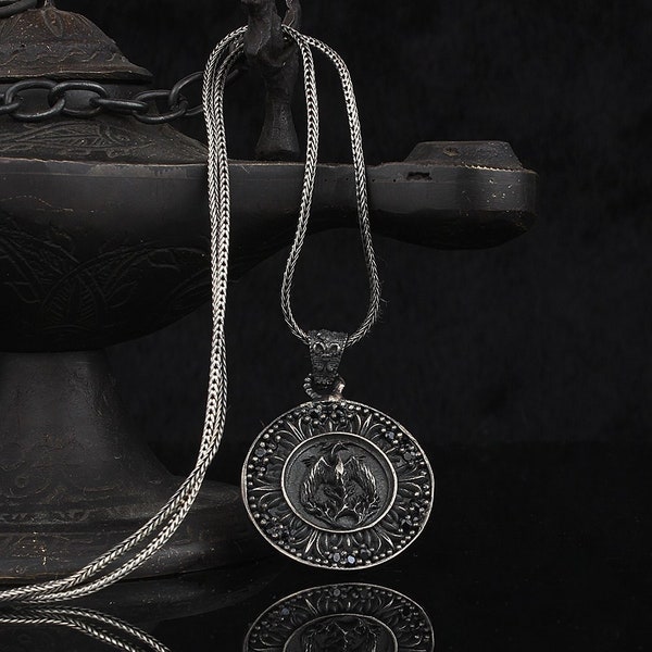 Collier Phoenix, bijoux en argent sterling 925, porte-bonheur, pendentif cadeau hommes femmes, pendentif et chaîne en argent, cadeau pour lui