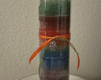 7 COLORS CANDLE Unscented, Spiritual 7 Day Candle, 7 Day ritual Candle, 7 Color Road Opener Candle, Chakra Healing Candle