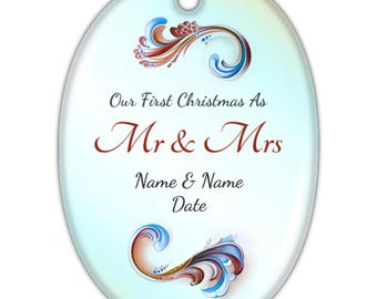 Personalized First Christmas Engaged Ornament - Custom Engagement Photo Ornament - Couple's Christmas Tree Decoration