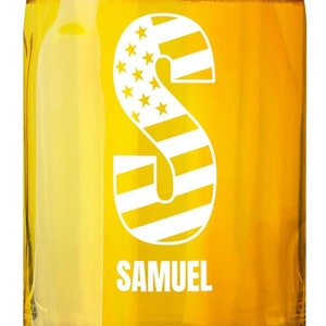 American Monogram Drinking Glass - Personalized Drinking Gift Glass - Personalized Gifts - Gifts For Him - Gifts For Men