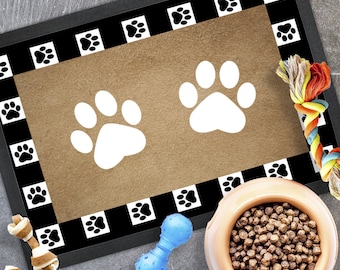 Pet Food Mat - Dog Bowl Mat - Dog Mat - Pet Food Mat - Dog Mat For Food and Water - Dog Feeding Mat - Feeding Mat - Pet Place Mat Paw Design