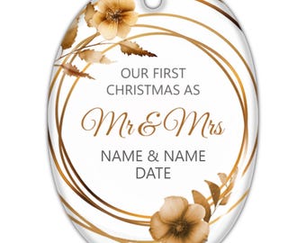 Personalized First Christmas Engaged Ornament - Custom Engagement Photo Ornament - Couple's Christmas Tree Decoration