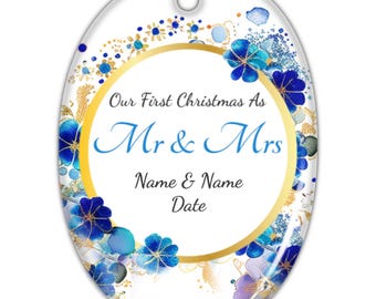 Personalized First Christmas Engaged Ornament - Custom Engagement Photo Ornament - Couple's Christmas Tree Decoration