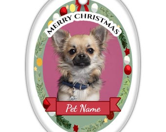 Personalized Pet Oval Hanging Ornament - Custom Pet Photo Ornament - Christmas Tree Decoration - Dog Ornament