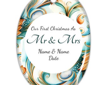 Personalized First Christmas Engaged Ornament - Custom Engagement Photo Ornament - Couple's Christmas Tree Decoration