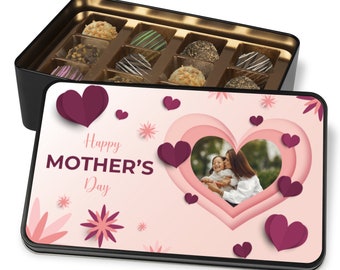 Happy Mothers Day Handmade Chocolates In A Personalized Keepsake Tin - Mothers Day Gifts - Gifts For Mom - Add Your Own Photos & Text