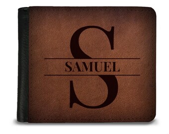 Personalized Leather Effect Monogram Wallet - Mens Wallet - Wallet for Men - Gift For Men