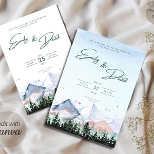 Mountain Wedding Invitation Template, Editable Wedding Invitation, Rural Wedding Invite Template, Digital Invite, Invitation Marriage