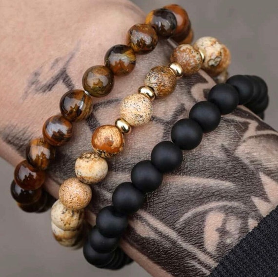 Men's Personalised Stone Bead Bracelet | Lisa Angel