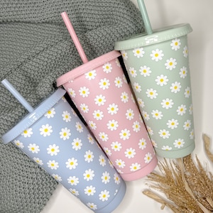 Daisy Cold Cup Reusable Cold Cup Cute Gift Ideas 24oz Reusable Cup Do Revenge Daisy Cup Inspired Iced Coffee Do Revenge Movie image 1