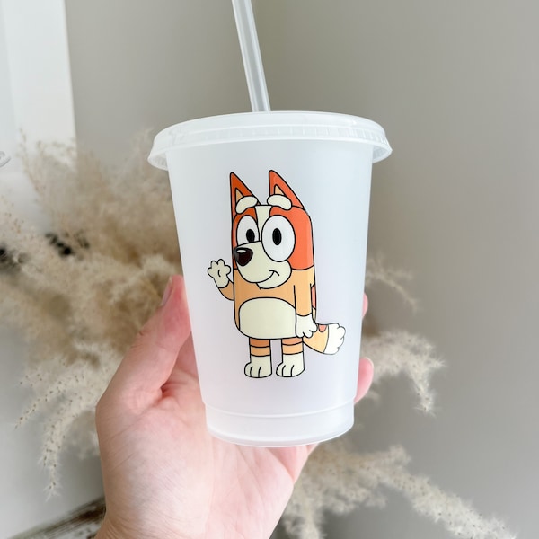 Bingo Blu-ey Children's Cold Cup - 16oz Reusable Cup - Character TV Show Cup - Cute Gift Ideas For Kids - Affordable Children Gift Ideas