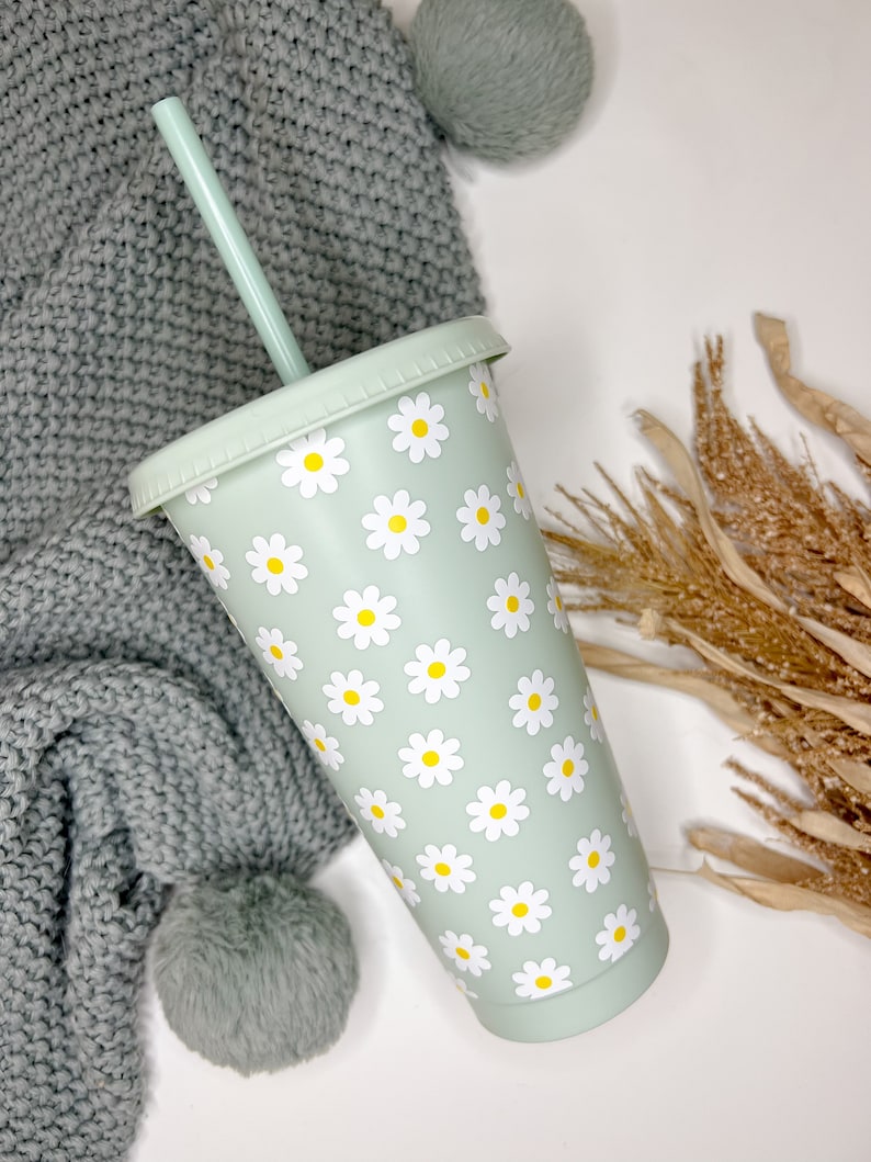 Daisy Cold Cup Reusable Cold Cup Cute Gift Ideas 24oz Reusable Cup Do Revenge Daisy Cup Inspired Iced Coffee Do Revenge Movie image 5