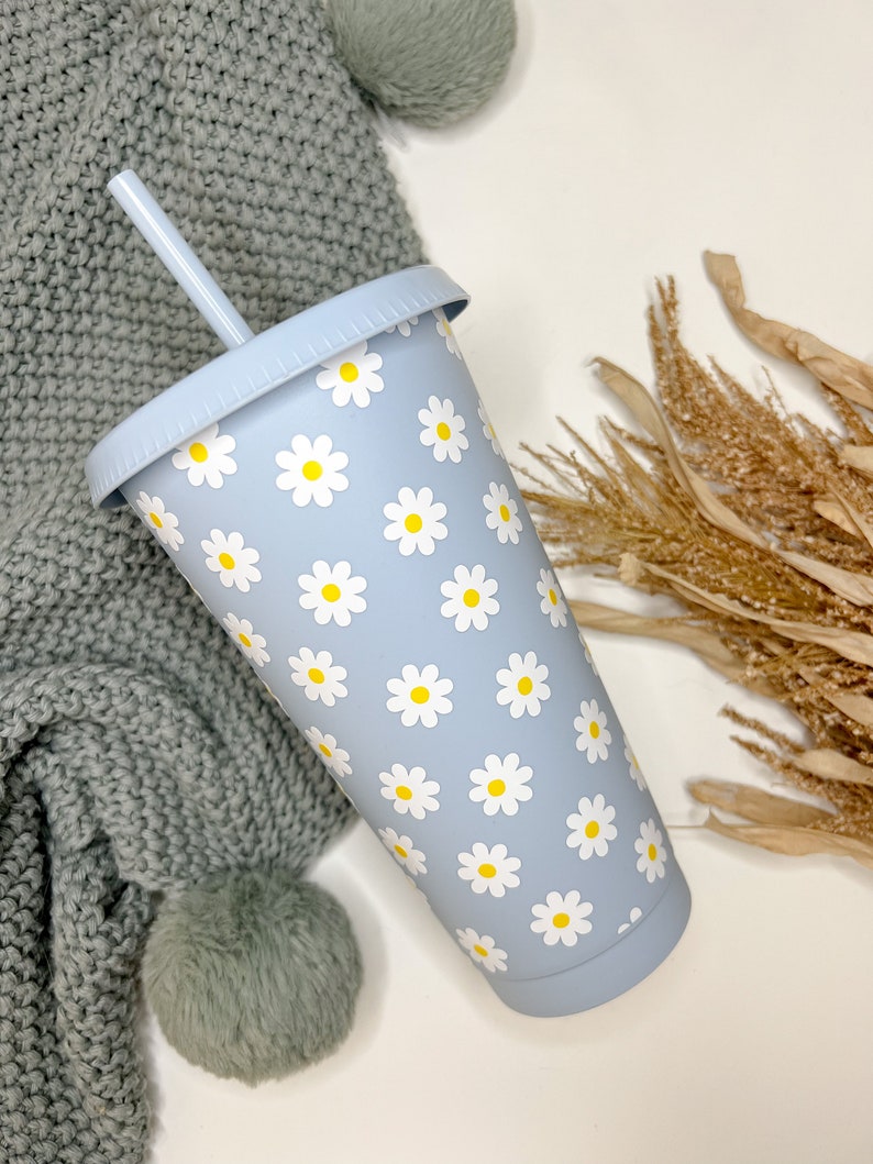 Daisy Cold Cup Reusable Cold Cup Cute Gift Ideas 24oz Reusable Cup Do Revenge Daisy Cup Inspired Iced Coffee Do Revenge Movie image 3