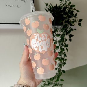 Just Peachy Cold Cup - Reusable Cold Cup - Cute Gift Ideas - 24oz Reusable Cup - Iced Coffee - Y2K Vibe - Cute Cup - Fruity - Peach Cup