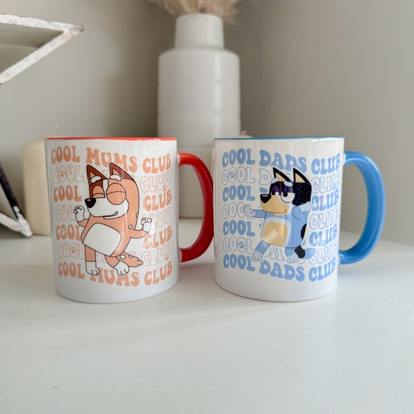 Bluey - Chilli and Bandit Heeler 11oz Ceramic Mug - Cool Mum Club - Cool Dad Club - Heeler Dog - Cute Gift ideas - Bluey Gift Ideas Parents